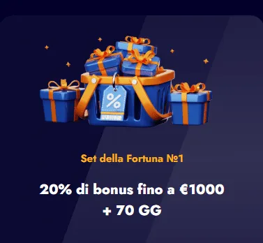Set della fortuna n1 20 percento fino a 1000 euro 70 giri gratis